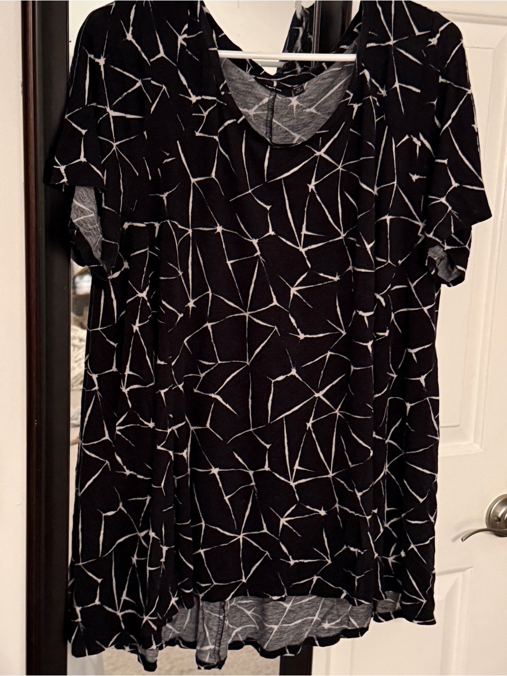 Apartment 9 Geometric Print Black and White Business Casual Blouse 1X
